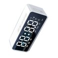 thumbnail image 3 of Reloj digital portátil con altavoz para dormitorio y oficina, mini despertador con espejo blanco, 3 of 8