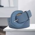 thumbnail image 4 of Women Belt Solid Color Small Holes Adjustable Wide Band Ethnic Style Waist Decoration Faux Leather Snake Texture Women Waist Strap Clothes Accessory, 4 of 7