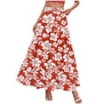 thumbnail image 4 of Tqcoqu Printed Maxi Skirts for Women High Waist Elastic A-Line Casual Wide Leg Long Skirt Casual Summer Beach Skirt,Red Women's S-XXXL, 4 of 5