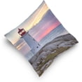thumbnail image 5 of Sunset Behind Lighthouse Velvet Plush Throw Pillow Cushion Case Cover - 18" x 18" - Invisible Zipper Home Decor Floral for Couch Sofa No Pillow Insert, 5 of 5