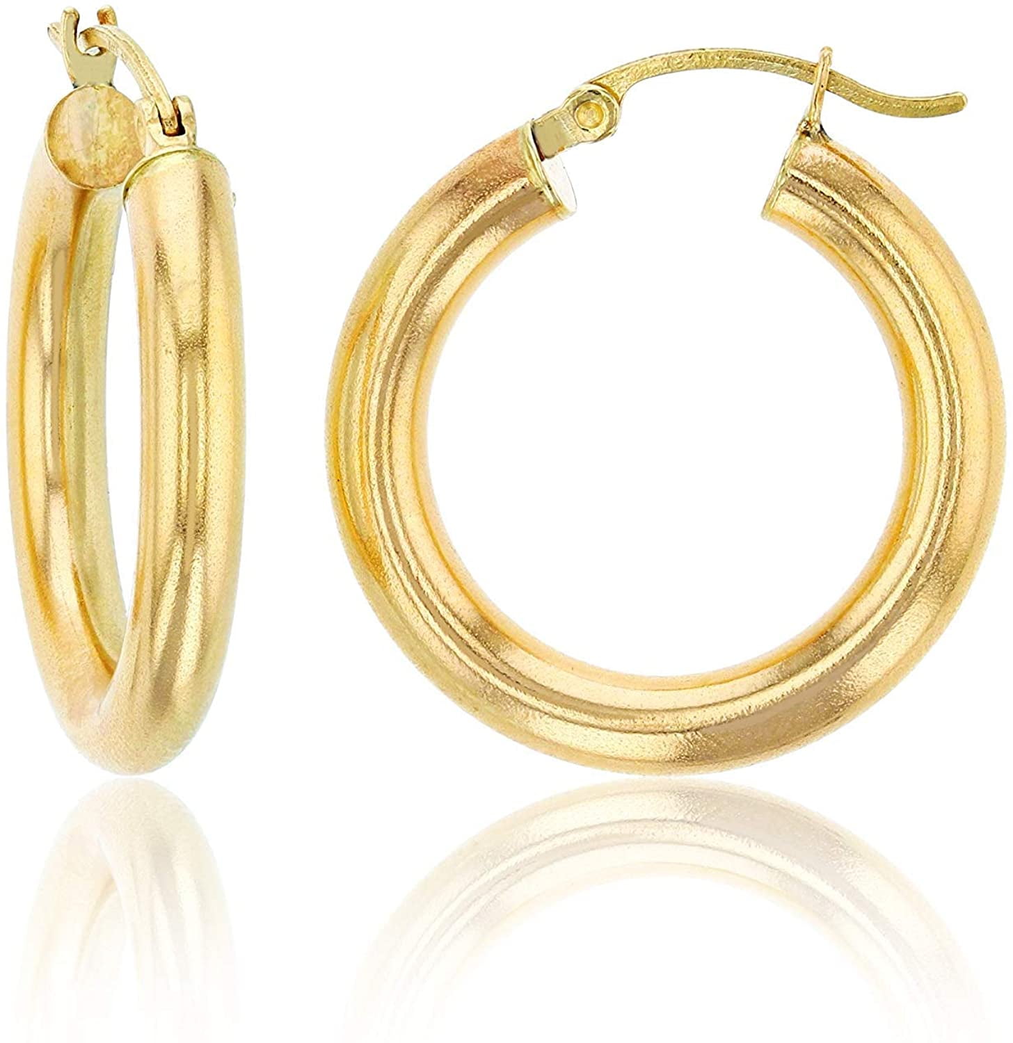 Next Level Jewelry - 14K Yellow Gold 4MM Polished Round Tube Hoops