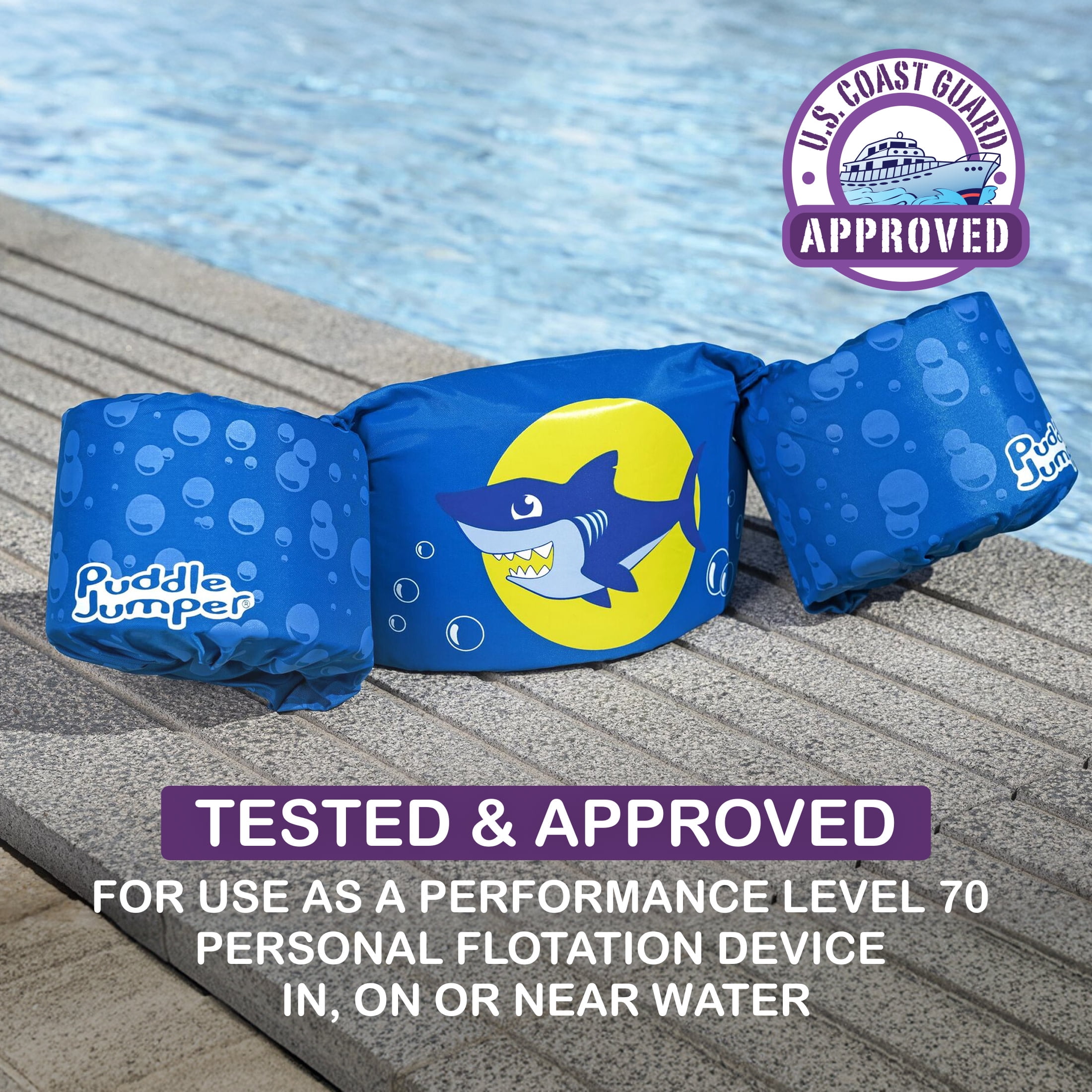 Puddle Jumper Fabric Kids Swim Flotation Vest with Armbands, 33-55lbs (15-25kg) Weight Capacity