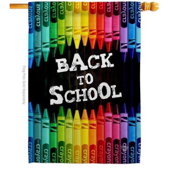 Ornament Collection H192543-BO School & Crayons Education Back to 28 x 40 in. Double-Sided Decorative Vertical House Flags for Decoration Banner Garden Yard Gift