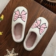 thumbnail image 3 of Xfvqtps Christmas Slippers Fuzzy Slippers for Women Bow Print Sweet Fleece Lining Soft Thick Sole Memory Foam Slip on Non-Slip Comfortable Cozy Warm Winter House Slippers, 3 of 8