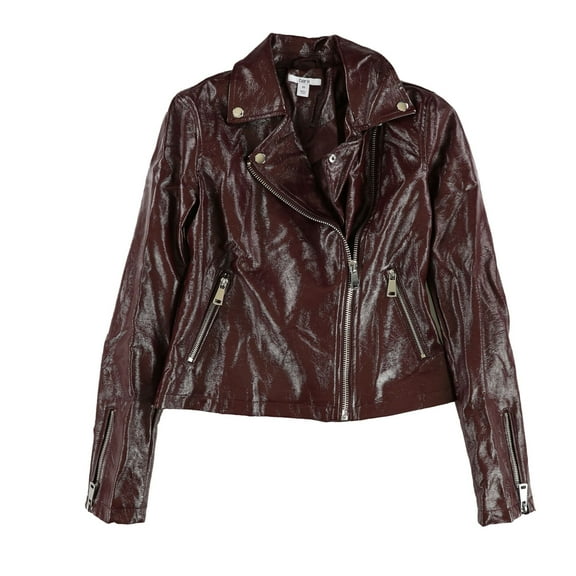 Bar Iii Womens Zip-Front Faux-Leather Jacket