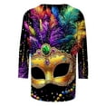 thumbnail image 4 of BILIKEYU Women's Mardi Gras Long Sleeve Graphic Blouse, Sweatshirt For Women, Womens Long Sleeve Tops Casual, Winter Outfits For Women, 4 of 5