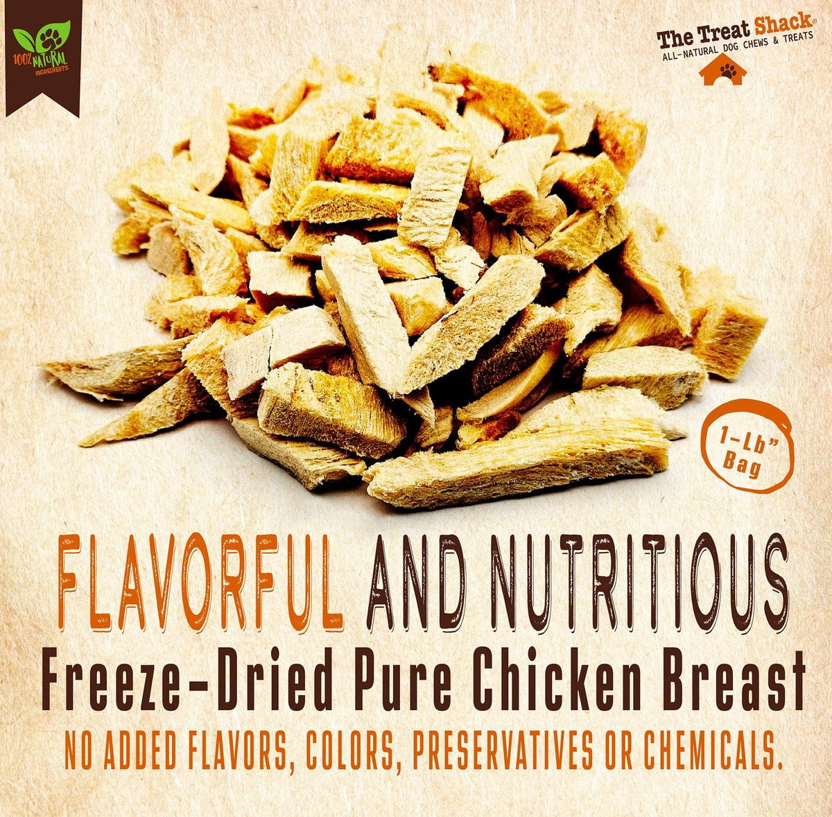 Freeze-Dried Pure Chicken Breast Dog Treats, 1-lb Bag