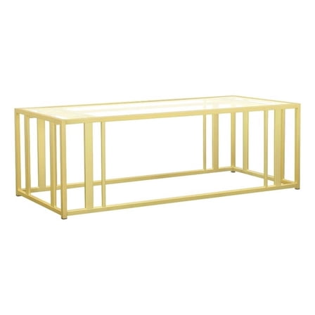 Pemberly Row Contemporary Metal Frame Coffee Table Matte Brass