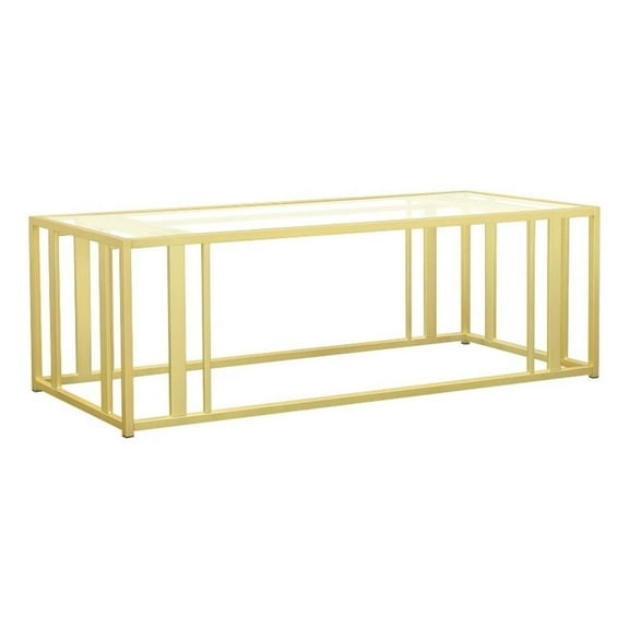 Pemberly Row Contemporary Metal Frame Coffee Table Matte Brass