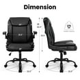 thumbnail image 4 of NEO CHAIR Leather Office Chair, Ergonomic PU Mid Back Executive Desk Chair with Flip-up Arms, Jet Black, 4 of 9