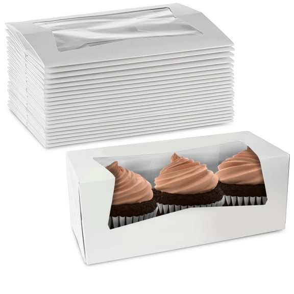 MT Products White Cupcake Boxes - 9" x 4" x 3.5" Bakery Boxes - Pack of 200