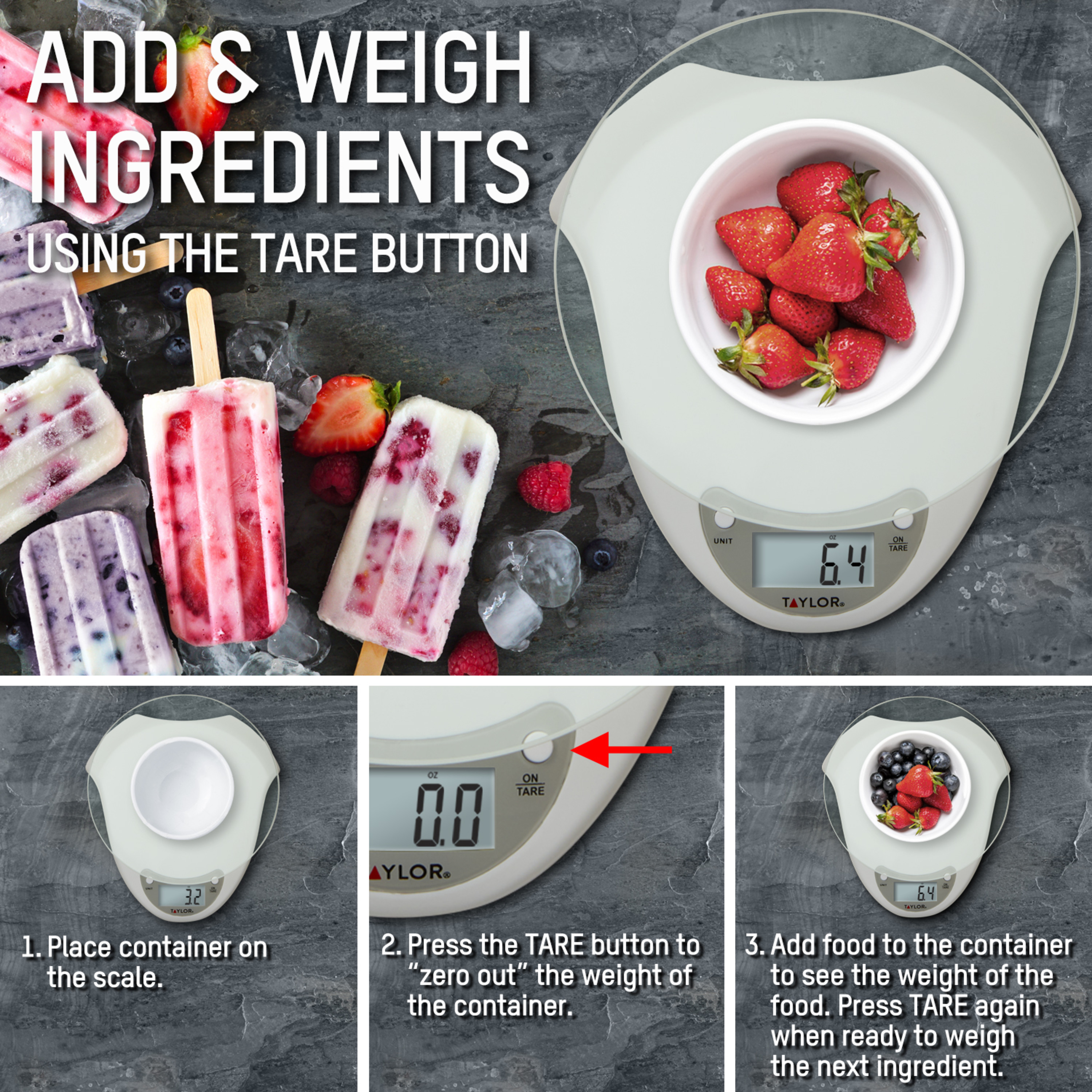 Taylor Digital Glass Platform Kitchen Scale, White photo 8