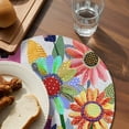 thumbnail image 3 of Spring Daisy Round 13 Inch Placemats Set of 2, Pink Modern Abstract Art Dots Floral HeatResistant Non Slip Place Mats for Dining Table, Wipeable Braided Kitchen Table Mats for Housewarming, 3 of 9