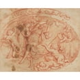 thumbnail image 2 of Filippo Lauri 18x15 Black Ornate Wood Framed Double Matted Museum Art Print Titled - Design for the Decoration of an Oval Dish with a Bacchanal (17th Century), 2 of 5