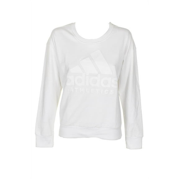 Adidas Ladies Classic Logo Graphic Cotton Crew Neck Sweatshirt White XL