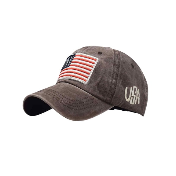 Yuanlong Unisex Baseball Caps Flag Embroidered Washed Distressed Baseball Cap Adjustable Daily Sun Hat