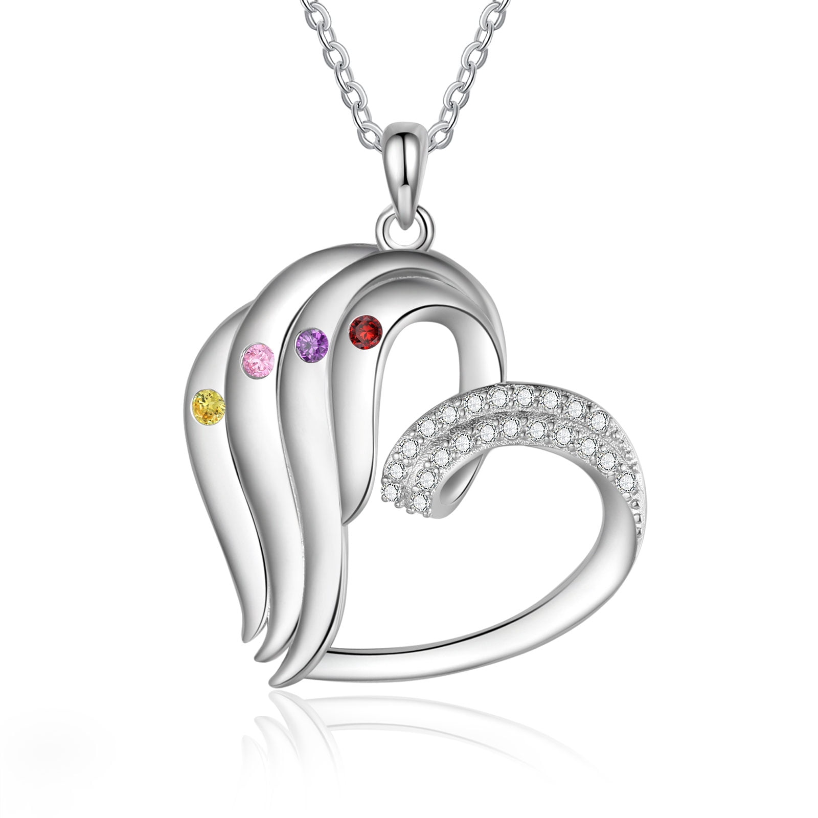 Mementos Personalized Brass Family Necklace for Women (Mother) with 4 Birthstones and Names