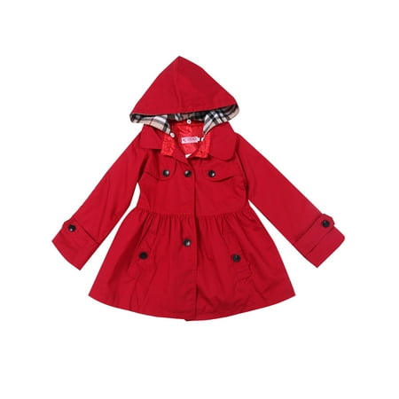 

Sunisery Autumn Toddler Kids Girls Jacket Trenchcoat Hooded Windbreaker Outerwear Parka Coat Red 4-5 Years