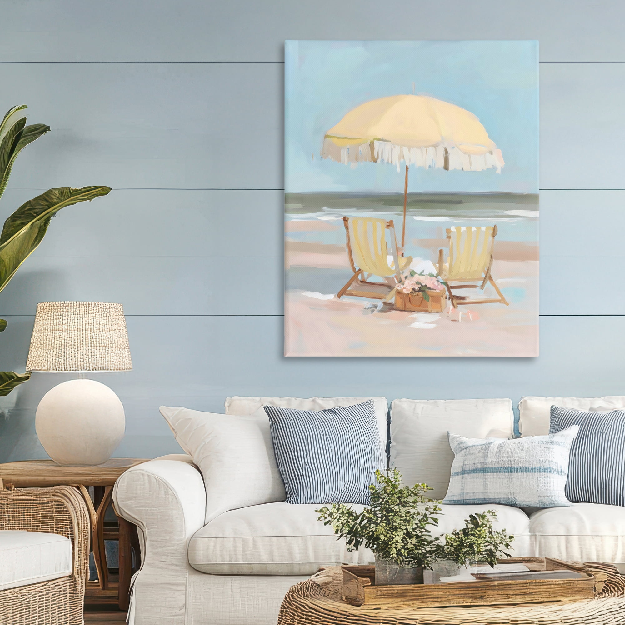 Stupell Industries Yellow Chairs Beach Relaxation Canvas Wall Art, design by Sisi and Seb
