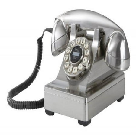 Crosley CR60-BC Kettle Desk Phone with Push Button Technology (Brushed Chrome)