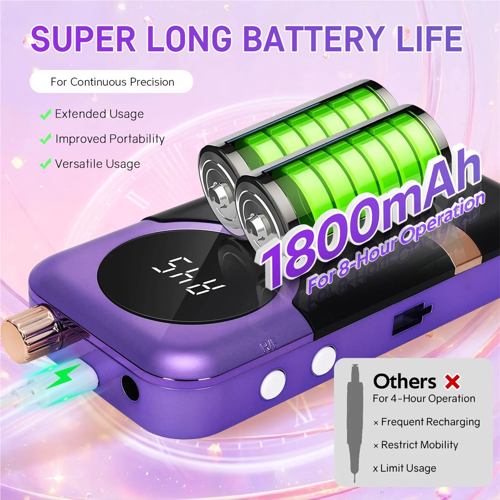 45000RPM Rechargeable Nail Drill Machine Desktop Polishing Machine Electric Nail File 1800mAh Battery Nail Tools