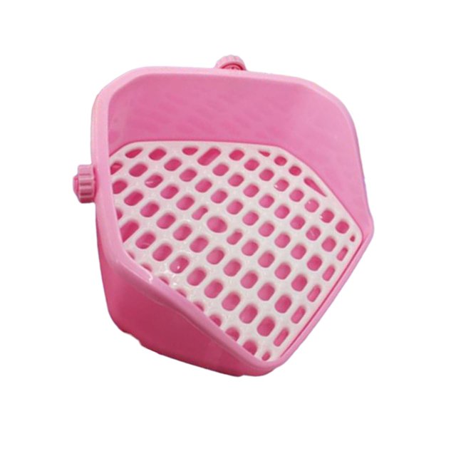 Caja de arena para conejos, portátil para mascotas duradera con inodoro para mascotas con rejilla, entrenador de orinal para hámster hurón, g Rosado Salvador bandeja de arena para conejos