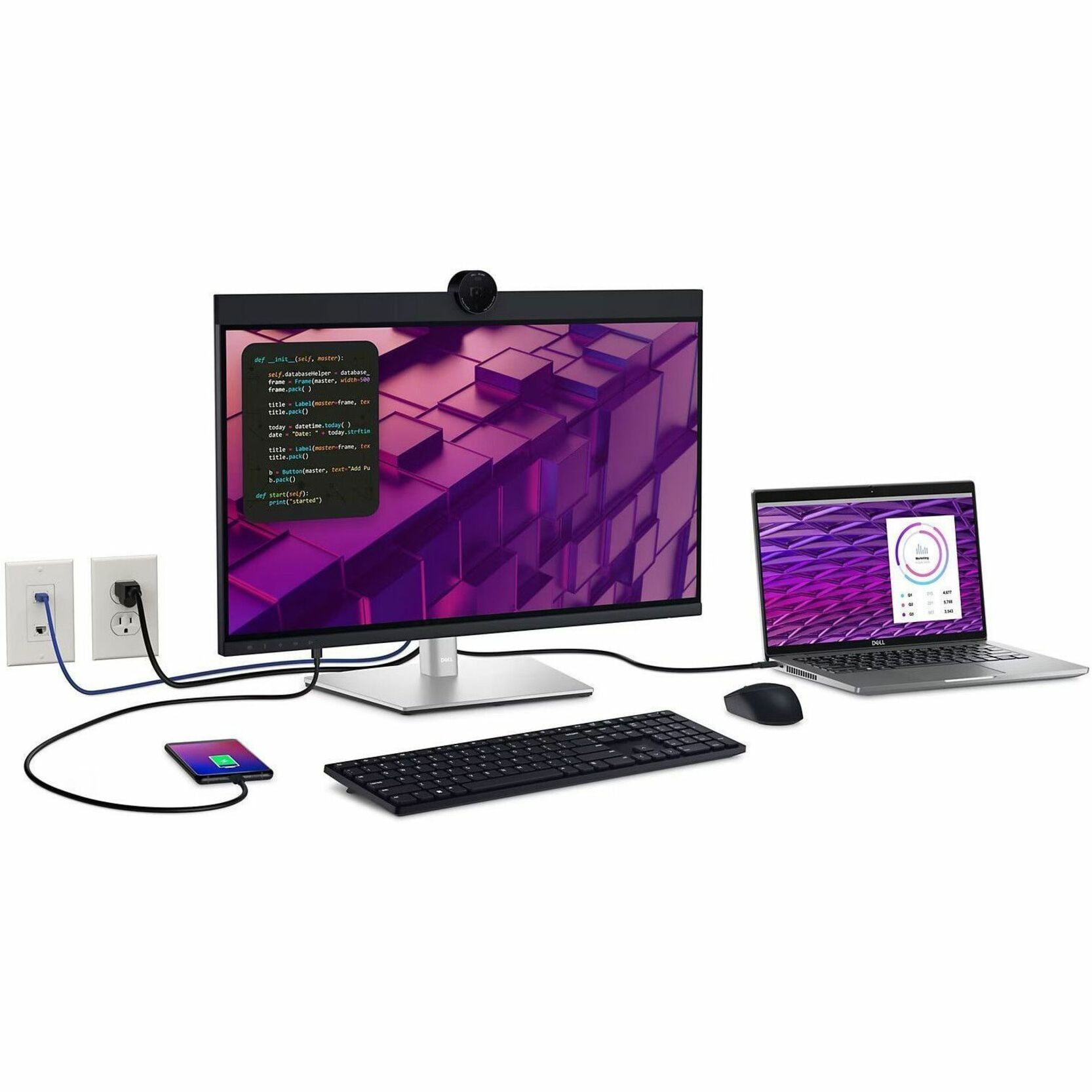 Dell P2724DEB 27" Class Webcam WQHD LED Monitor - 16:9 - Black, Silver - 27" Viewable - In-plane Switching (IPS) Technology - LED Backlight - 2560 x 1440 - 16.7 Million Colors - 350 Nit - 5 ms - 12...