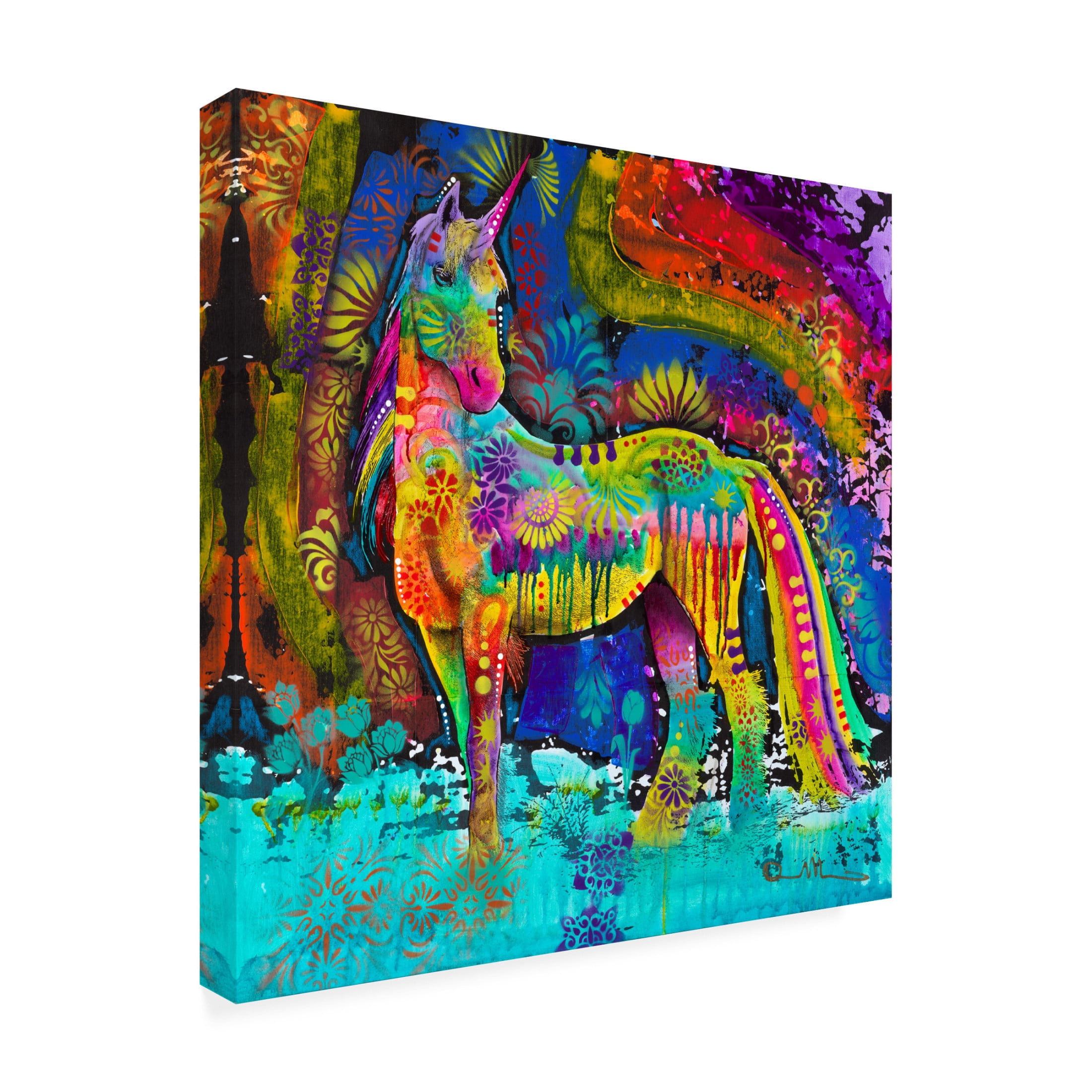 Canvas Wall Art - Dean Russo 'Oddesy Unicorn' Wall Art for Living Room, Bedroom, or Office Décor by Trademark Fine Art - 14 x 14 Inches