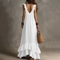 thumbnail image 4 of ChaoHeng Sundresses for Women for 2026 Solid Round Neck Tier Ruffle Sleeveless Flowy Beach Summer Dresses White S, 4 of 6