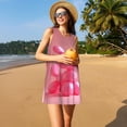thumbnail image 3 of Xecao Art de Chiot Ballon Rose pour Robes d'Été pour Femmes Robes Décontractées de Plage Robes Sans Manches T-Shirt Robe Évasée avec Poches, 3 of 7