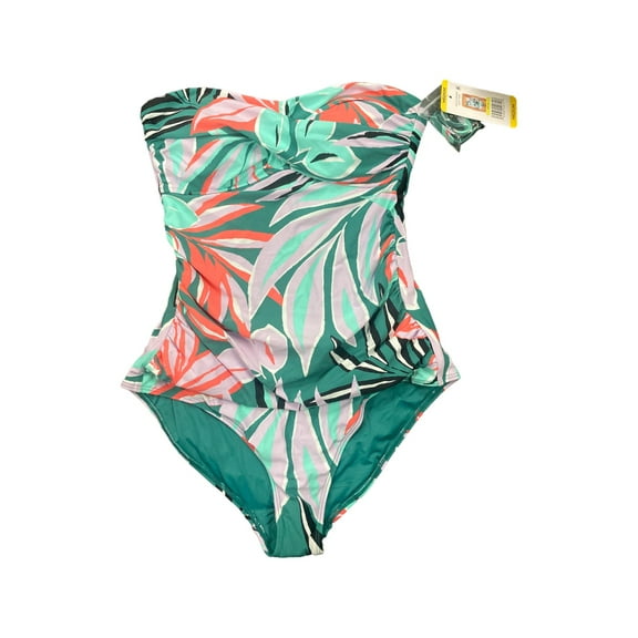 Anne Cole Twist Front Shirred with Removable Straps One Piece (Zesty Trop, M)