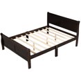 Elegant Queen Size Espresso Wood Platform Bed with Sturdy Headboard and