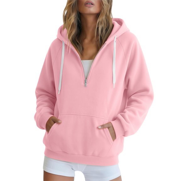 Quarter Zip Hoodies for Women Casual Camping Outfits Y2k Oversized Hoodie Soft Travel Workout Jackets Lightweight Winter Clothes
