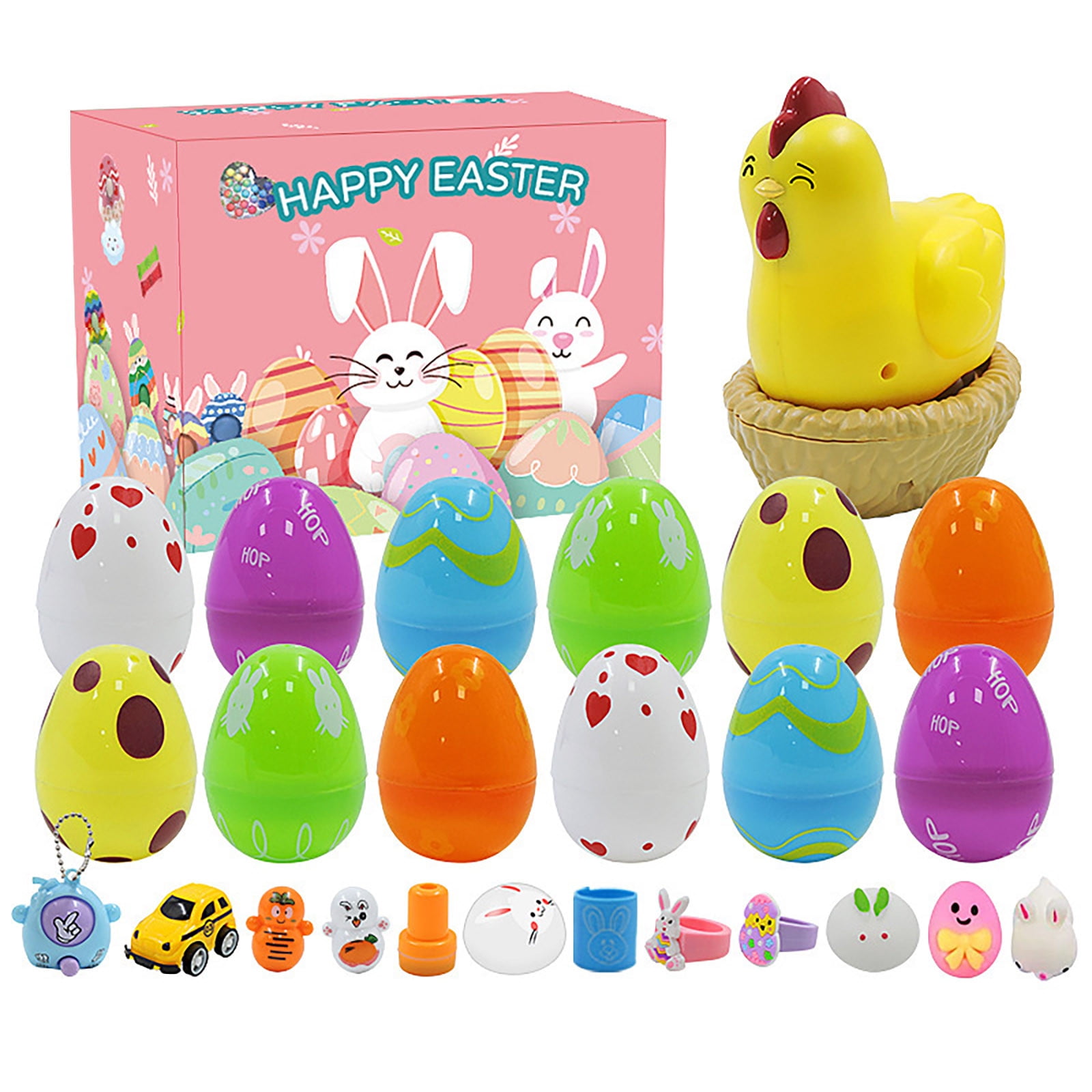 Lot De 12 œufs De Pâques à Remplir Avec Jouets Lumineux Poussins – Panier De Pâques, Chasse Aux œufs, Cadeau Surprise Pour Enfants