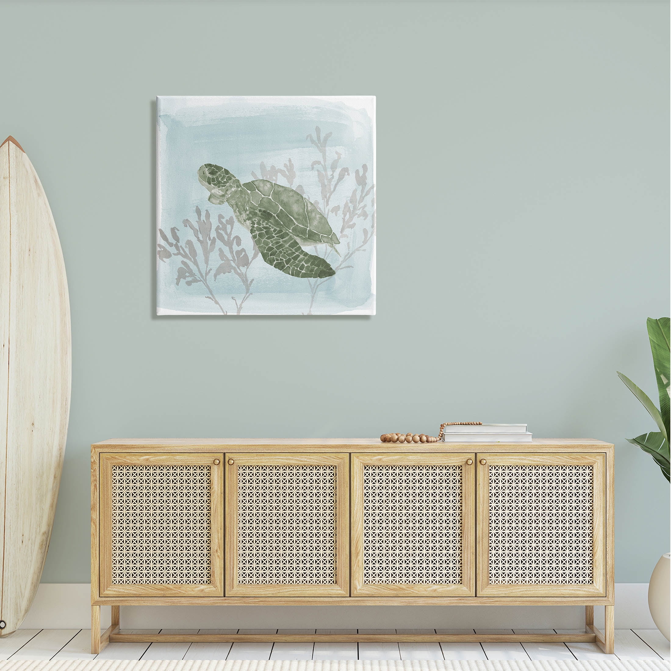 Sea Turtle Swimming Coral Scene Animals & Insects Graphic Art Gallery Wrapped Canvas Print Wall Art