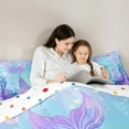 thumbnail image 4 of Manfei Kids Children Kawaii Mermaid Bedding Comforter Set 7 Pieces,Cartoon Marine Animal Full Bedding Set Lightweight,Cute Sea Wildlife Fitted Sheet Flat Sheet,Super Cozy Room Decor,Reversible, 4 of 8