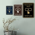thumbnail image 2 of Signs ByLITA Portrait Round Reduce Water Waste: Report Leaks Door or Wall Sign Durable ABS Plastic | Laser Engraved | Easy Installation | Kitchen | Hygiene Sign (Black /Gold) - Small, 2 of 8