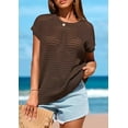thumbnail image 6 of PRETTYGARDEN Womens Spring Tops Summer Shirts Crochet Cap Sleeve Sweater Pullover Cute Crew Neck Beach Cover Ups, 6 of 8
