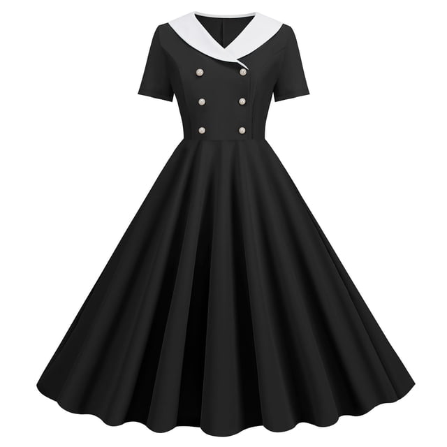 B91xZ Robes Formelles pour Femmes Robe Mini à Manches Courtes Col à Revers Ceinturée Veste d'Été Décontractée avec Poches, Noir TG