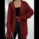 thumbnail image 4 of Cárdigan de Punto para Mujer, Larga, Abierto, con Botones, Suéter de Punto Vino Tinto XL, 4 of 7