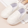 thumbnail image 4 of Dakaela 0-15M Infant Baby Girls Boys Canvas Shoes Toddler Sequin Slip on First Walker Crib Sneakers Newborn Casual Moccasins White, 4 of 6