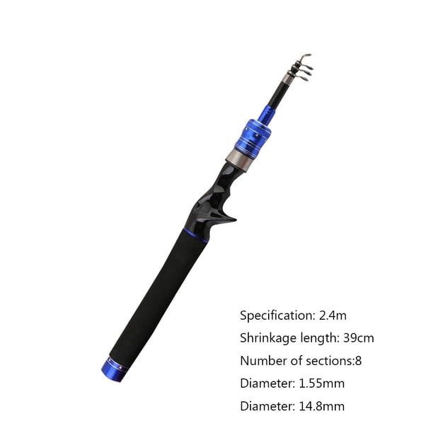 Caña de pescar Fibra de carbono Caña de pescar telescópica Aparejo sensible (Azul B 2.4m) Likrtyny Para estrenar