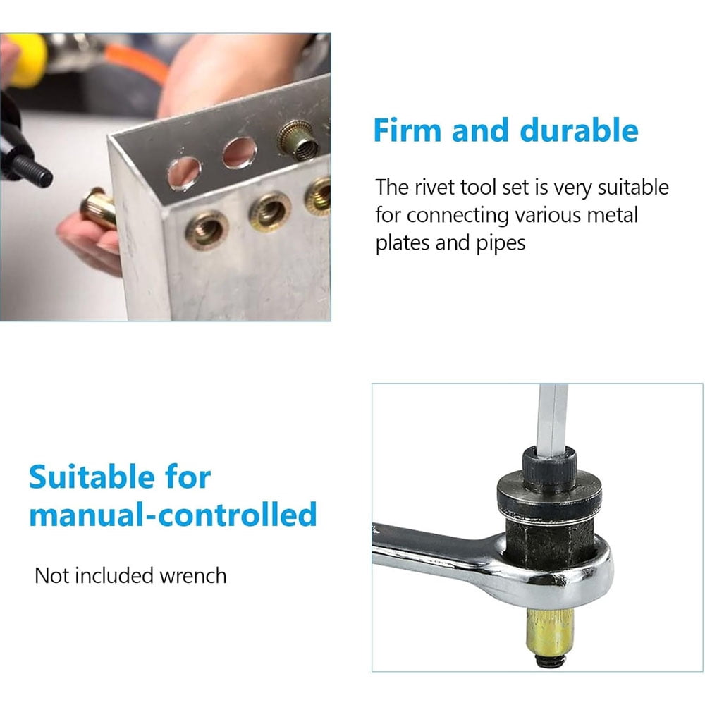 VIVIHEYDAY Durable Rivet Nut Tool, Rivnut Tools Kit with 7 PCS Mandrels, 70 PCS Rivet Nuts M3 M4 M5 M6 M8 M10 M11 M12