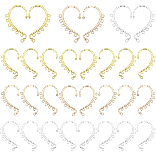 36 piezas de pendientes colgantes de 3 colores, dorados y plateados, estilo retro, con 7 anillas de aleación y forma de araña.