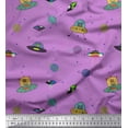 thumbnail image 1 of Soimoi Japan Crepe Satin Fabric Planet,Animal & Spaceship Cartoon Fabric Prints by Yard 42 Inch Wide, 1 of 1