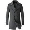 thumbnail image 4 of FAFWYP Men's Winter Casual Notched Lapel Collar Trench Coat Double Breasted Wool Jacket Pea Coat Warm Winter Coats Soft Business Overcoats wih Pockets, 4 of 9