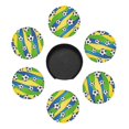 thumbnail image 3 of Posavasos de cuero de 6 piezas, posavasos con estampado de balón de fútbol para bebidas, posavasos para tazas, regalo de inauguración de la casa, ideal para la decoración del hogar, 3 of 7