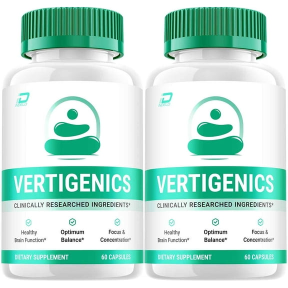 Vertigenics Brain Supplement Capsules - Verti Genics All-Natural Maximum Strength Formula, Focus Pills, 2 Pack, 120 Capsules