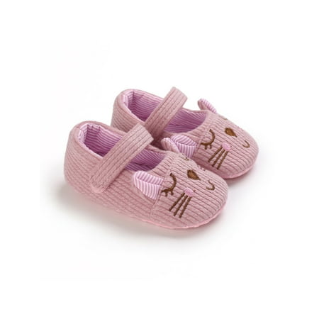 

Colisha Newborn Moccasins First Walkers Crib Shoes Soft Sole Flats Indoor Magic Tape Mary Jane Cartoon Embroidered Shoe Pink 12-18 months