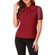 thumbnail image 1 of INSPIRAR CHIC Blusa de Manga Corta de Malla con Cuello de V y Lazo para Mujeres XS Burdeos, 1 of 7